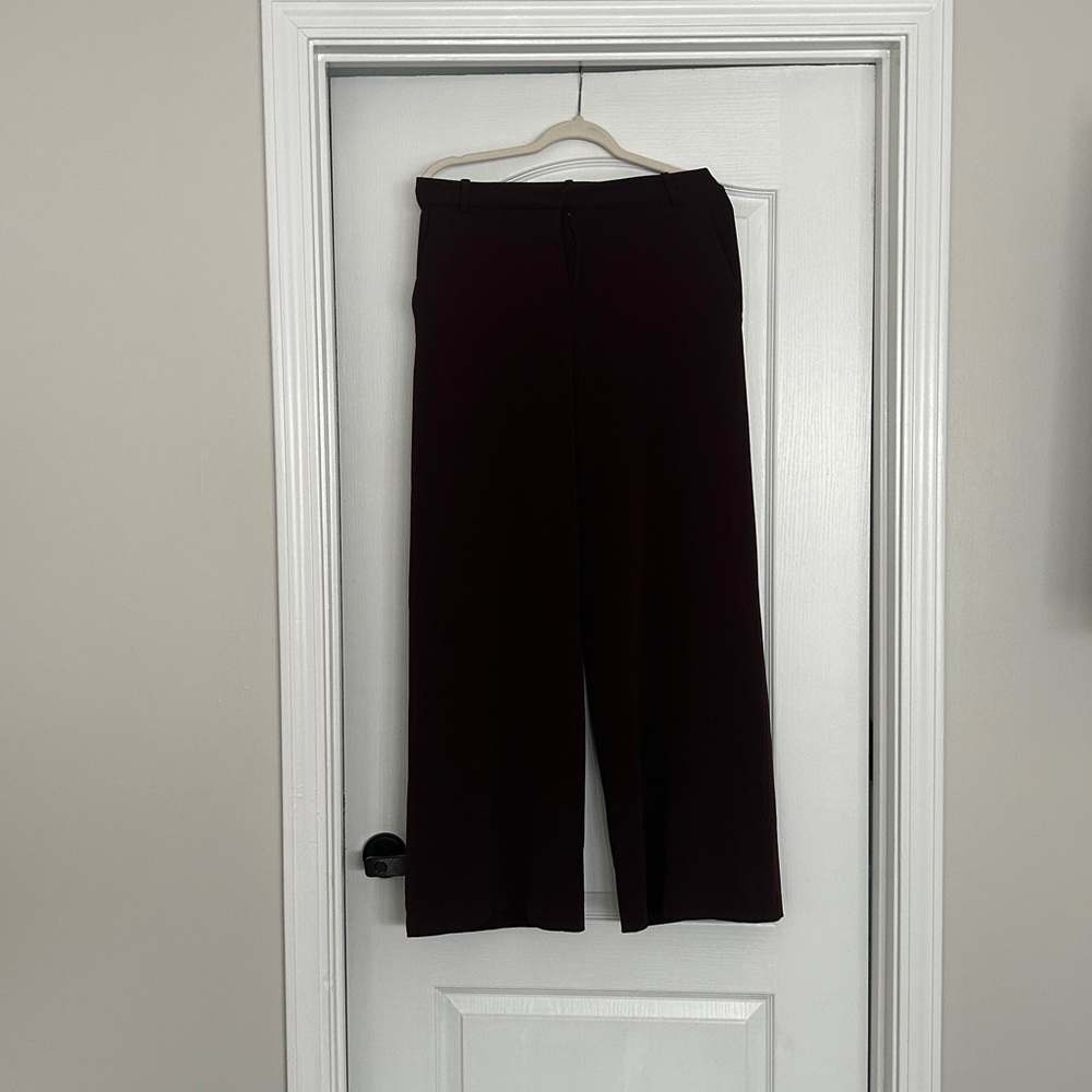 Dark Burgundy Wide-Leg Pants